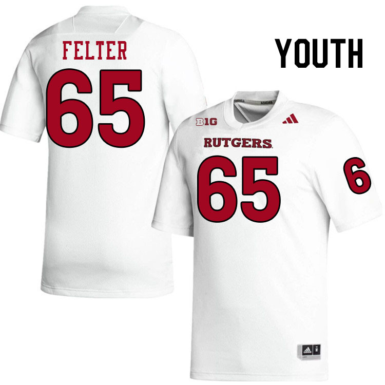 Youth #65 Bryan Felter Rutgers Scarlet Knights 2024 College Football Jerseys Stitched-White